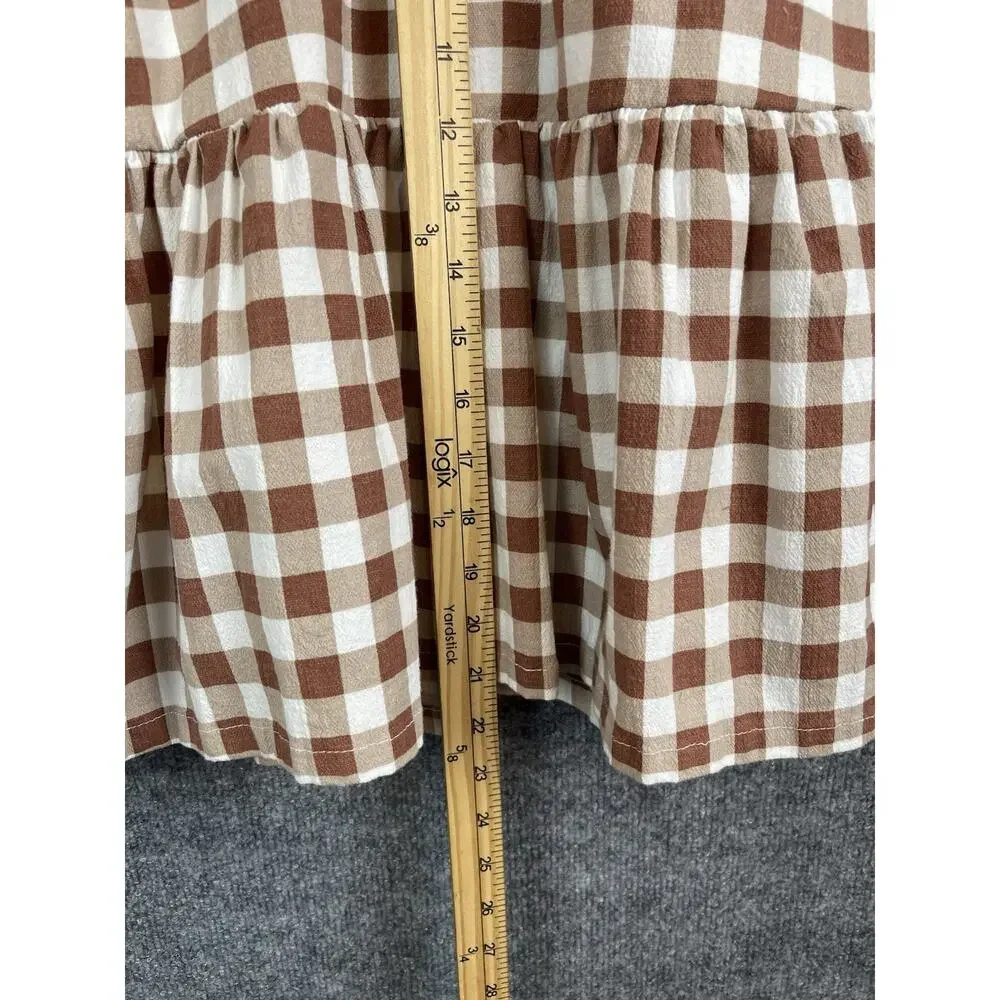 Free People Cecil Flounce Hem Cotton Blend Halter Plaid Minidress Size M - Picture 3 of 11